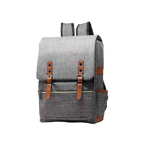 PARADOX (LABEL) Vintage Collage Laptop Backpack Without USB Charging Port Unisex (Grey)