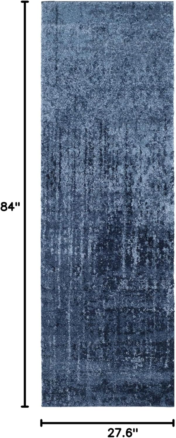 SAFAVIEH Retro Collection Runner Rug - 2'3" x 7', Light Blue & Blue, Modern Abstract Design, Non-Shedding & Easy Care, Ideal for High Traffic Areas in Living Room, Bedroom (RET2770-6065)