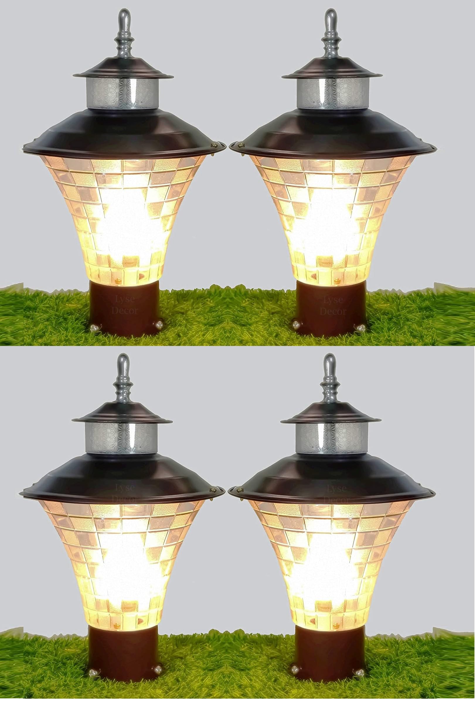 Lyse Decor Waterproof Decorative Outdoor Gate Light/Lamps/Exterior Light/Wall Light, Pole Light, Pillar Lamp, Garden Light (Pack of 4)-image-44