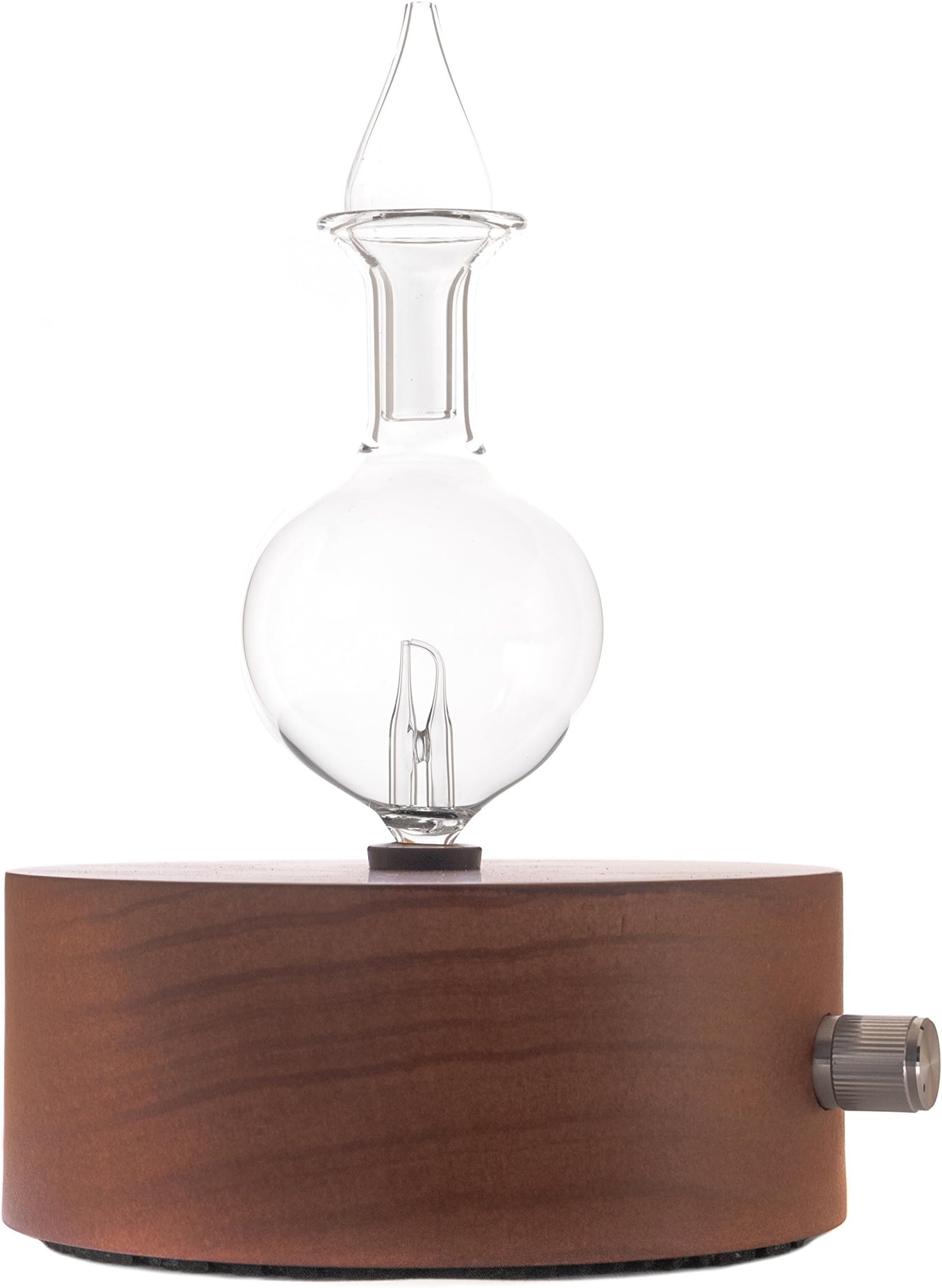 Nebulizing Diffuser for Pure Essential Oil, Premium Aromatherapy Home & Professional Use, Heatless, Waterless, No Plastic, Real Wood & Glass Diffuser (Round Medium Stem, Mahogany Wood)