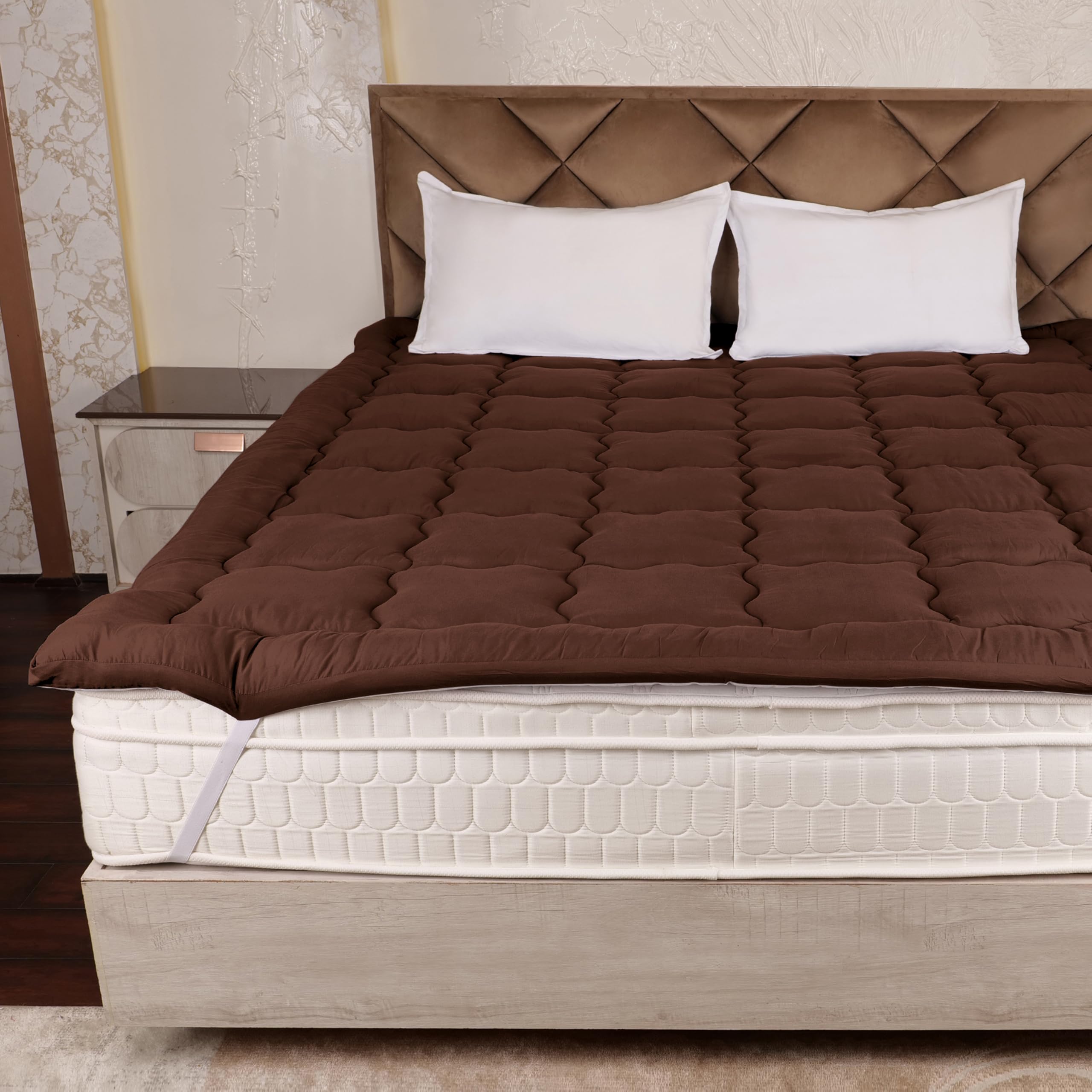 AVI Super Soft 500 GSM Microfiber Mattress Topper for Single Bed Size 78x36 Inch | All Season Comfortable Sleep 2 Inch Thick Mattresses Padding Single Size-(Brown, 6.5x3 Feet, 4 Corners Elastic Band)-image-39
