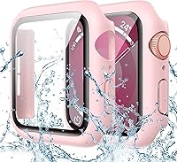 Vista 8 de Goton - Funda impermeable para Apple Watch 38 mm Series 3 2 1, protector de pantalla de vidrio templado, protección completa de policarbonato duro