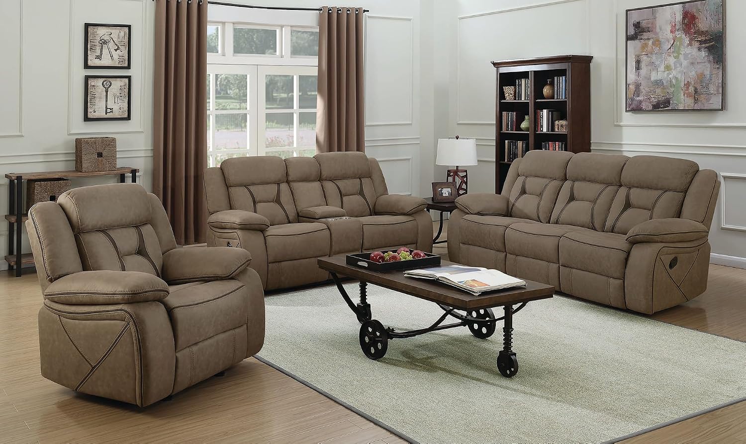 Coaster Houston 3-Piece Living Room Set Tan Tan