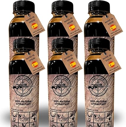 El producto 6 unidades ATRAYENTE JABALI y RECLAMO CORZO natural 3 L es un atrayente efectivo para jabalíes, corzos, ciervos, perdices, zorros y conejos. Fabricado con ingredientes naturales, seguro para el medio ambiente y fácil de usar. Advertencias de seguridad en la etiqueta.