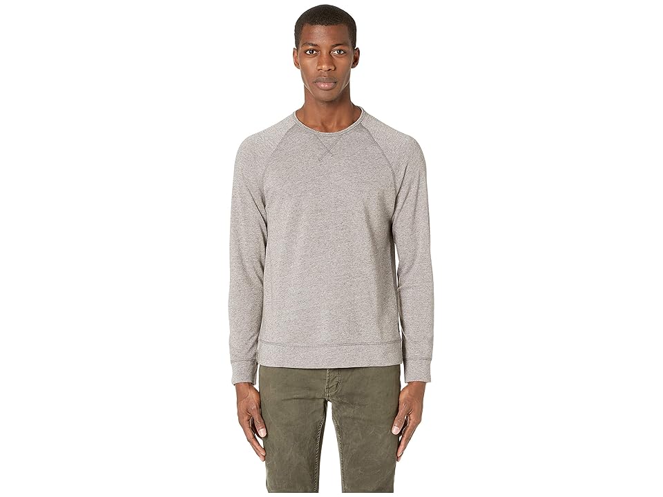 

John Varvatos Star U.S.A. Domenic Long Sleeve Neppy Terry Crew w/ Coverstitch K4195V1B (Ash Heather) Men's Clothing, Beige