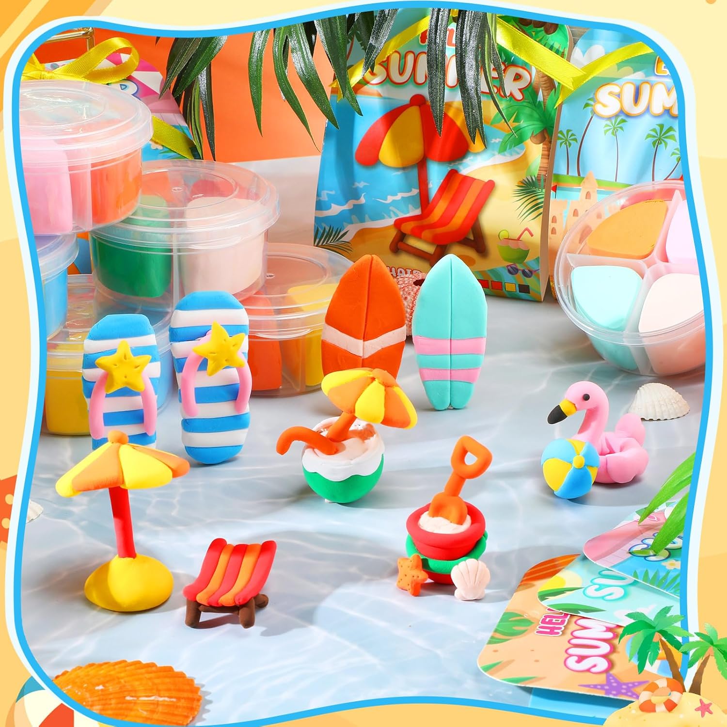 Capoda 30 Sets Air Dry Clay Kit for Kids Summer Beach Pool Craft Gifts DIY Modeling Clay Arts Crafts Kit for Summer Birthday Party Favors Art Projects Fun Activities Classroom Gifts Rewards Supplies