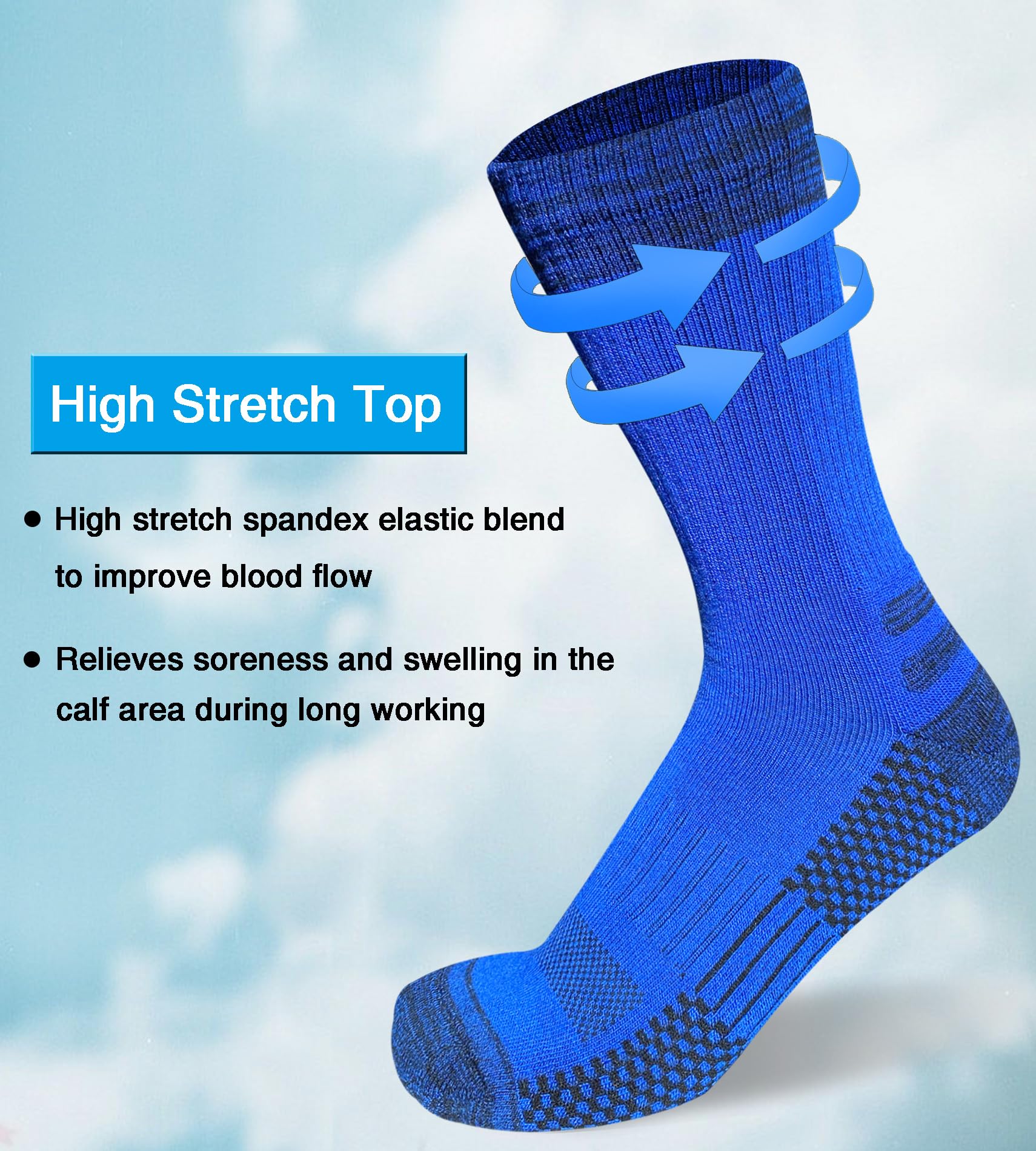 suaskk Calcetines de trabajo para hombre, gruesos, acolchados, absorben la humedad, calcetines de senderismo, 4 pares
