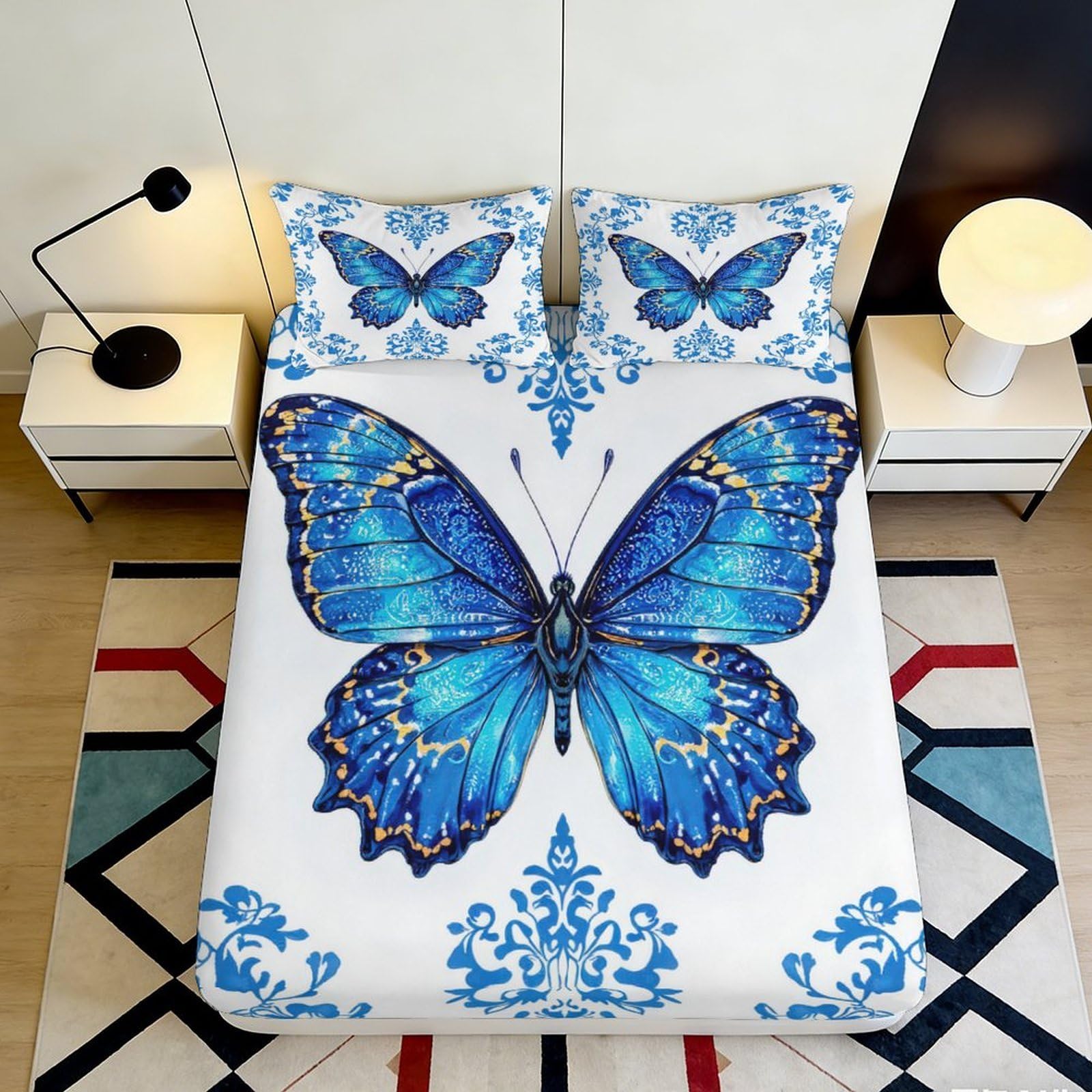 3D Printed Samurai Fitted Sheet Microfiber Deep Pocket Non-Slip Bedding Wrap Bedroom Mattress Fitted Cover 200x200x25cm