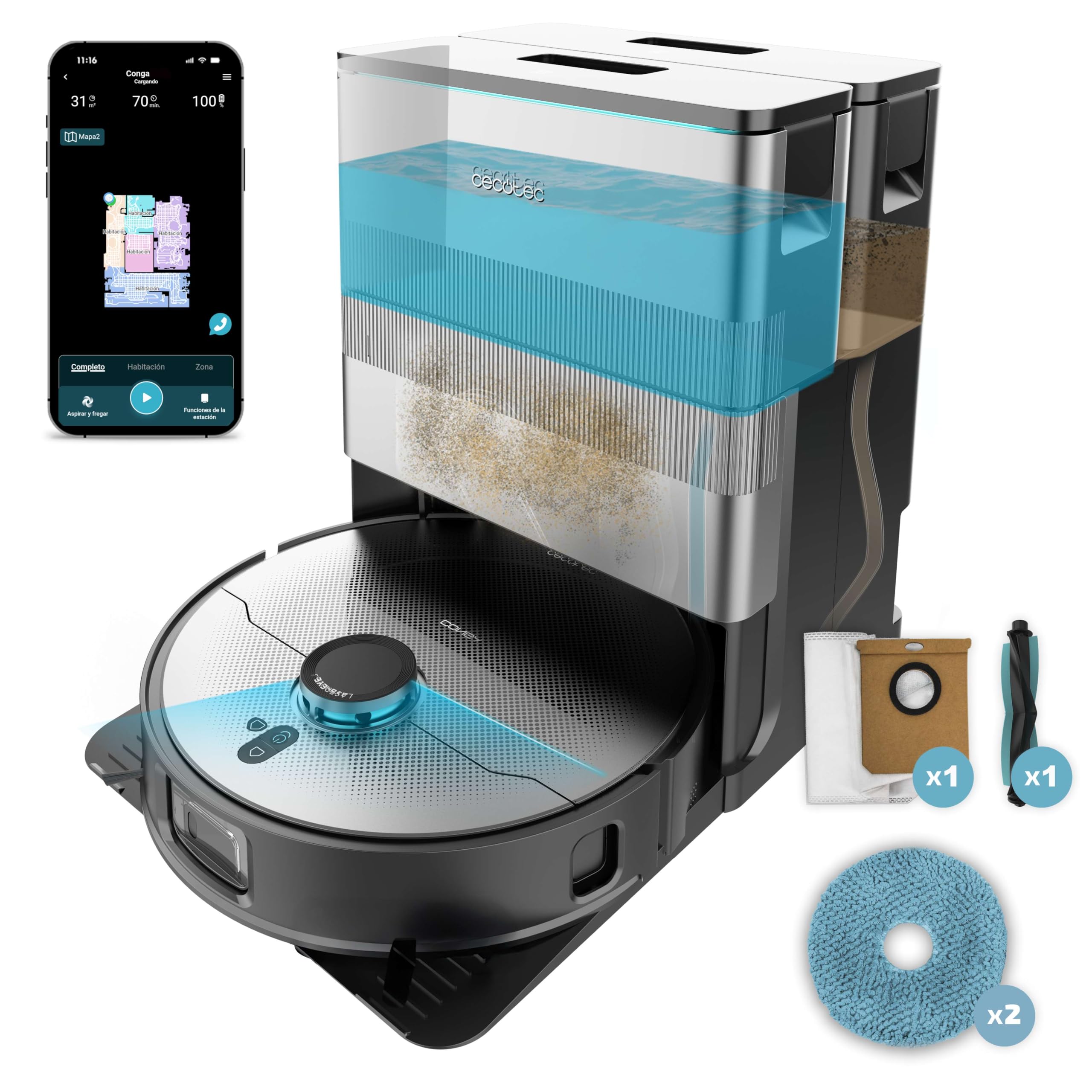 Cecotec Conga X100 X-Treme: Robot Aspirador Inteligente 20,000Pa