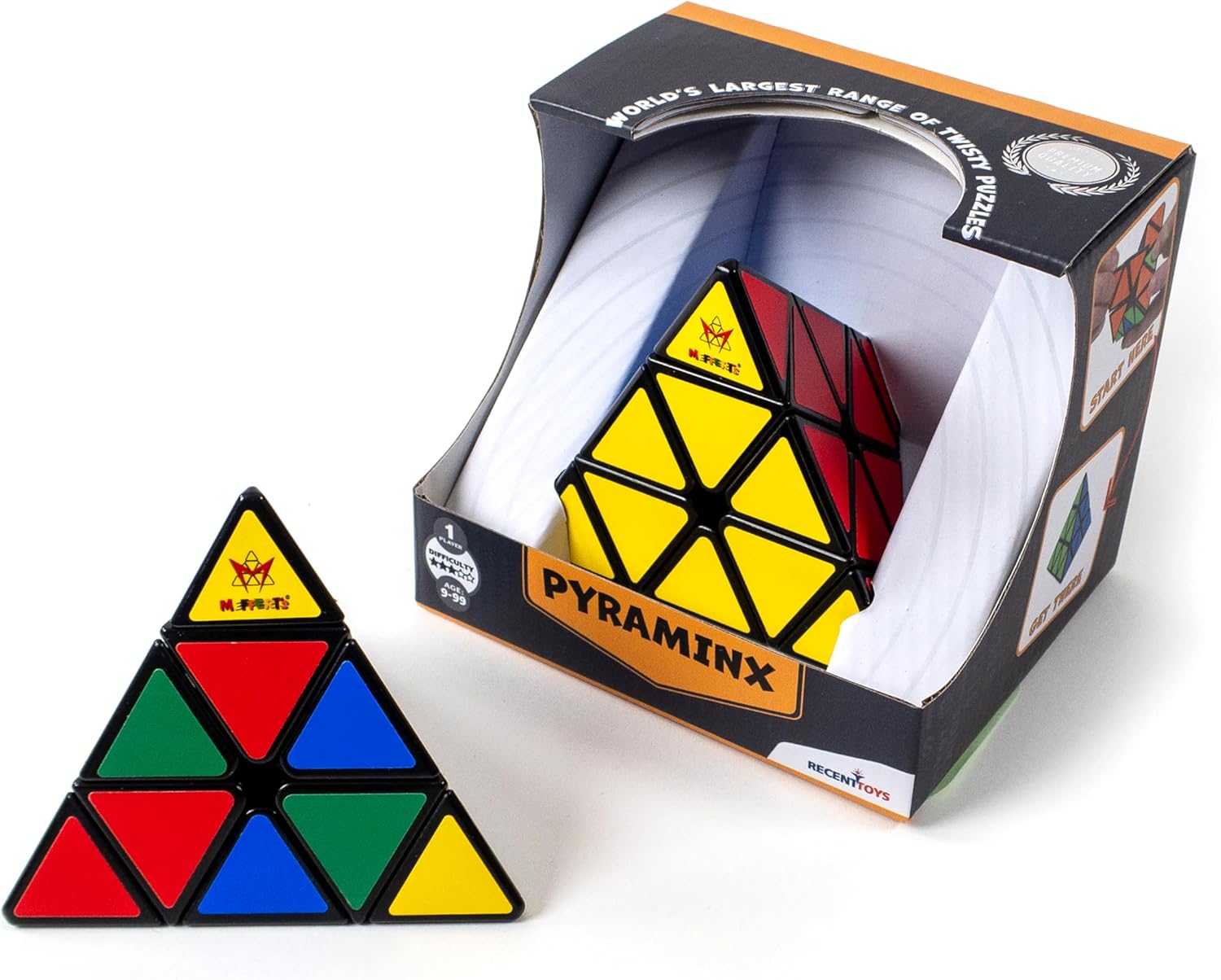 Meffert's Pyraminx Marble Puzzle - 10-Sided Colorful Brain Teaser For Ages 9 To Adult