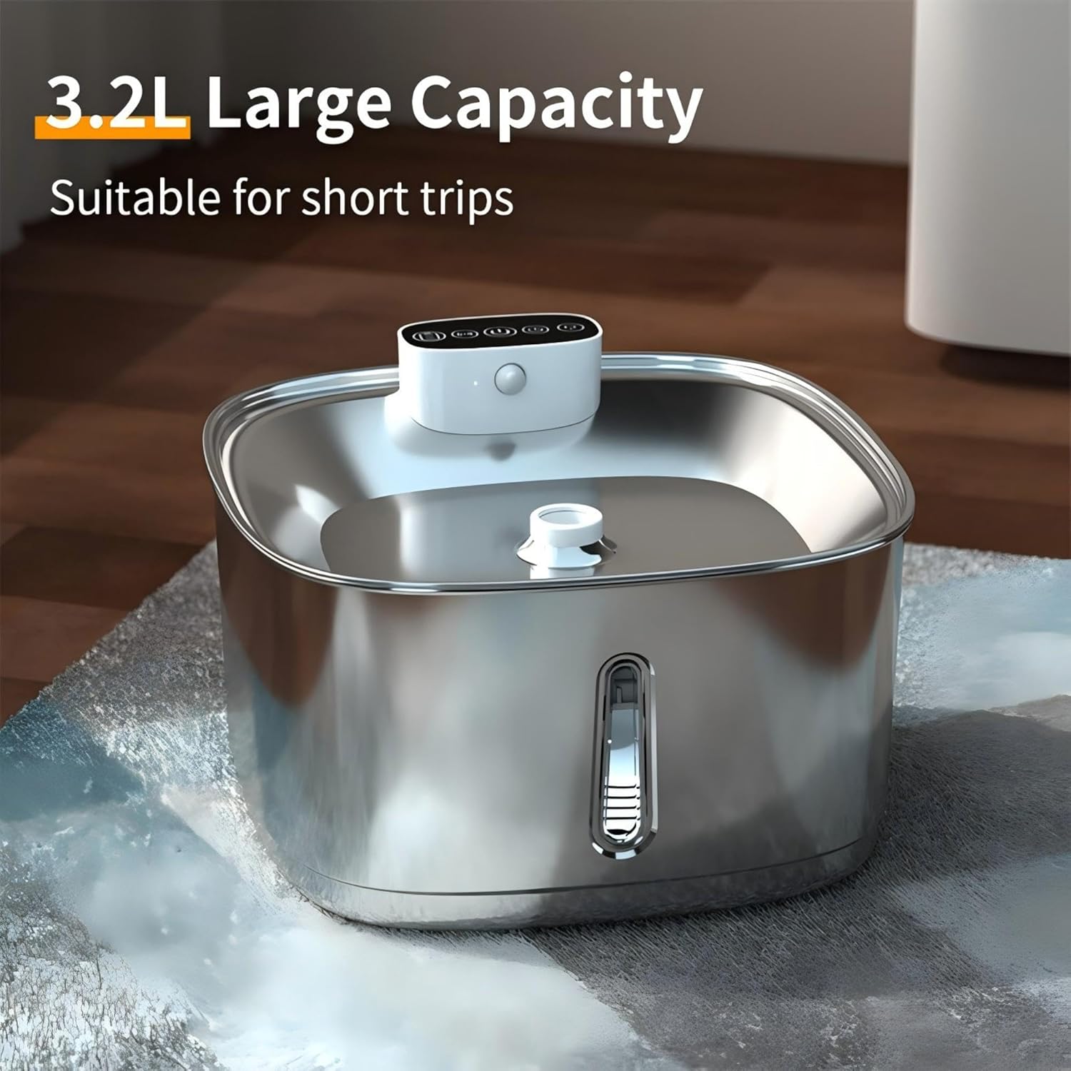 Cat Water Fountain Stainless Steel- 108oz/3.2L Pet Fountain with 4 Replacement Filters, Motion Sensor& 3 Working Modes, Cordless Automatic Dog Water Dispenser for Cats, Dogs, and Small Pets