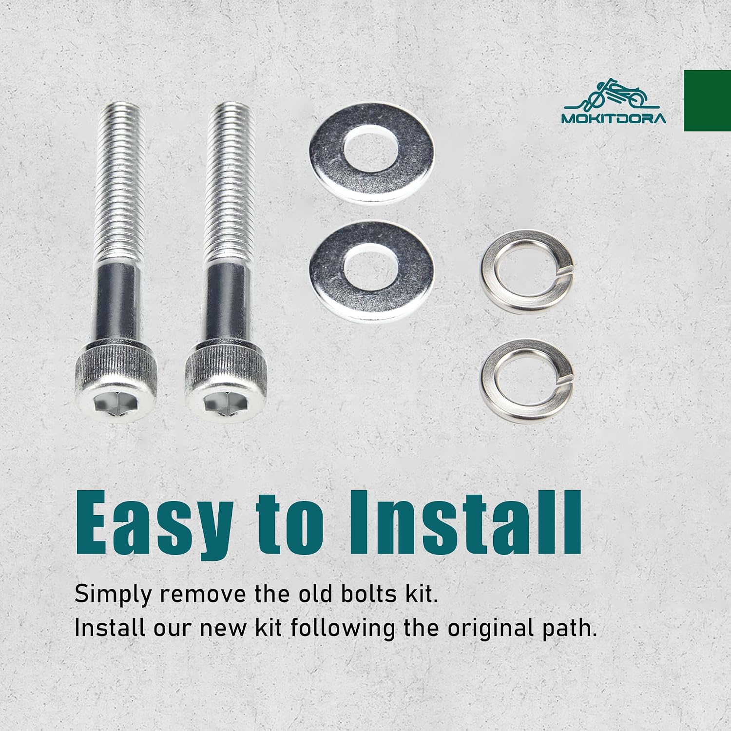 MoKitDora Handlebar Riser Bolts Kit with Washers and Riser Bushing Covers Set 1/2"-13 Compatible with Harley Models, Chrome