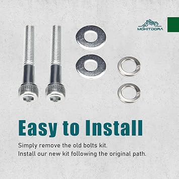 MoKitDora Handlebar Riser Bolts Kit with Washers and Riser Bushing Covers Set 1/2-13 Compatible with Harley Models, Chrome