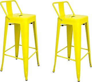 La Silla Española - Pack 2 Taburetes estilo Tolix con respaldo. Color Amarillo. Medidas 95x44,5x44,5