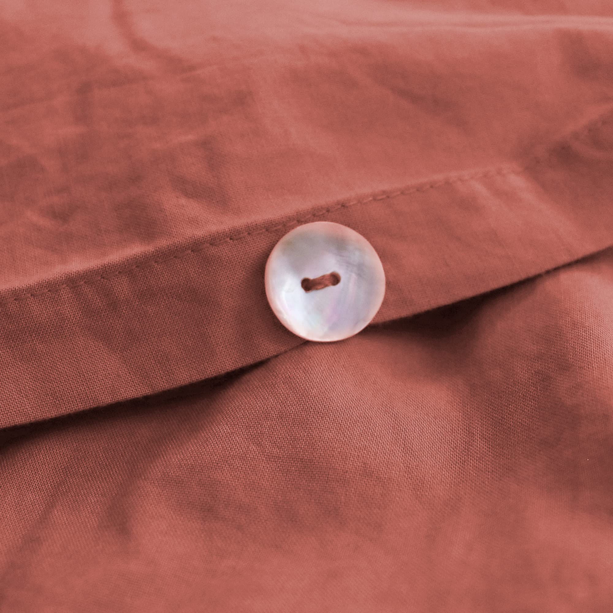 MATT & ROSE Housse de Couette Coton LAVÉ Unie 100% Coton | Terre cuite | 260x240 cm | Chambre adulte, lit 2 places | Coton lavé doux au toucher | Fermeture boutons | Certifié Oeko-Tex