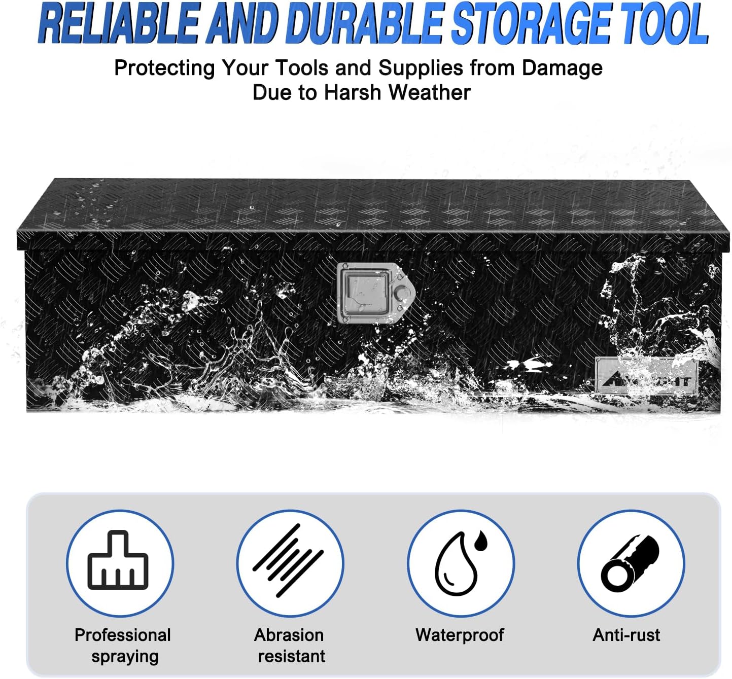 Nilight 39 Inch Truck Tool Box Heavy Duty Aluminum Stripes Plated Pick Up Truck Bed Toolboxes 39"x13"x10" Waterproof Storage Organizer for Bed of Truck RV Trailer with Side Handle Lock Keys, Black