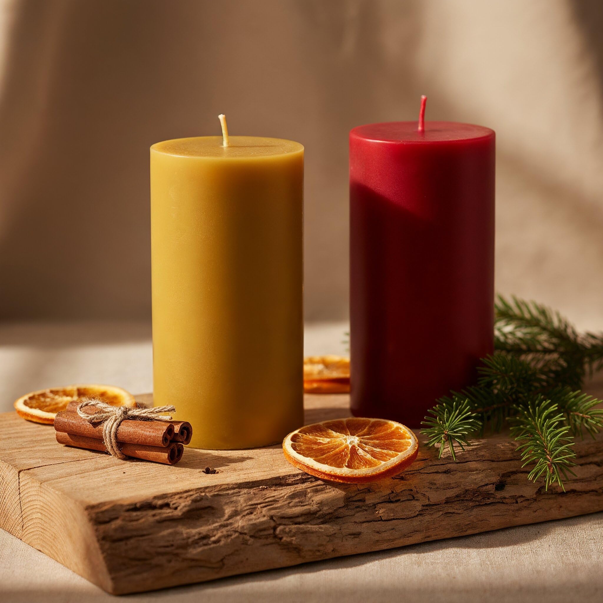 4 Bienenwachskerzen rot kleine Stumpenkerzen aus 100% Bienenwachs Adventskerzen Weihnachtskerzen Honigkerzen 4er Set 95/40mm Docht Biobaumwolle