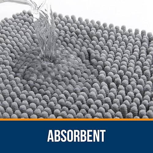 Miniatura 4 de OLANLY - Tapete de baño de 36 x 24 pulgadas, felpilla absorbente extrasuave, reverso de goma, secado rápido, lavable a máquina, para piso baño,