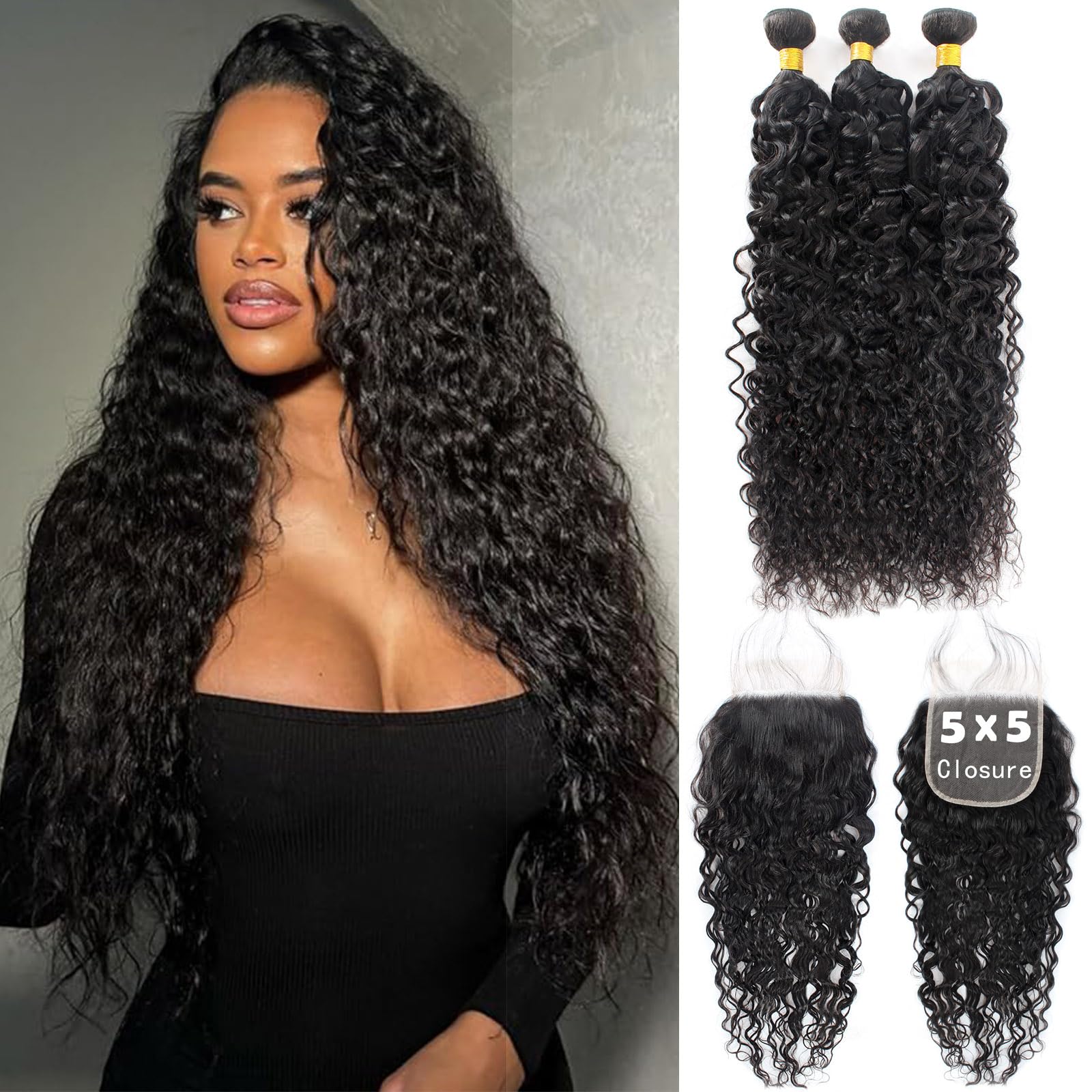 Amazon.com : FASHION VILA 12A Water Wave 3 Bundles with 5x5  display picture 2
