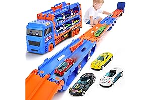 Kids Race Car Truck Set with 5.3ft Foldable Track