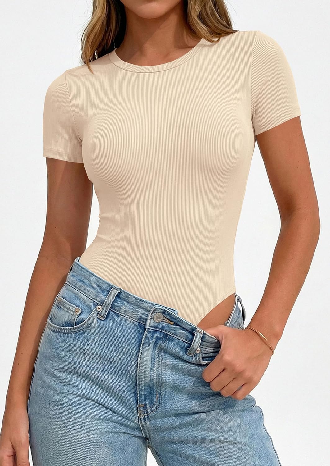 PRETTYGARDEN Body Suits for Womens Summer Tops 2026 Casual Short Sleeve Ribbed Fitted Basic Tee Shirts Spring Fashion Clothes - Image 7