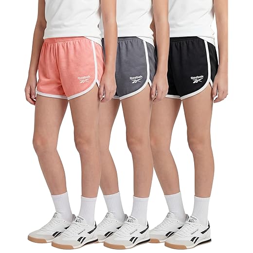 Reebok 3 Pack: Girls' Mesh Dolphin Shorts - Kids Teen Tweens Youth Active Athletic Volleyball Basketball Soccer Running