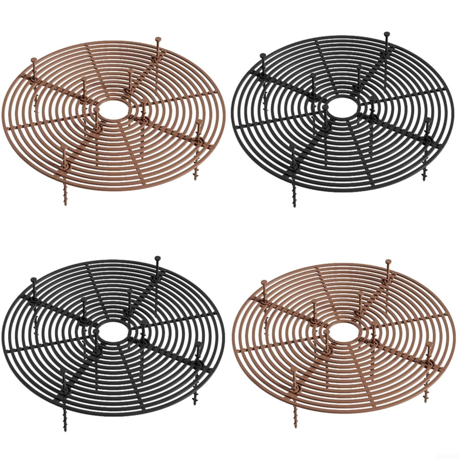 Paquete de 4 rejillas para macetas de 19/30 cm, protectores de suelo de animales, gatos, perros, de plástico para el hogar, jardín, marrón y negro (B)