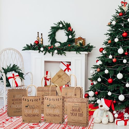 Miniatura 6 de Tenceur 24 bolsas de regalo de Navidad con texto divertido a granel, bolsas de papel para fiestas de Navidad con asas, bolsa de regalo de papel