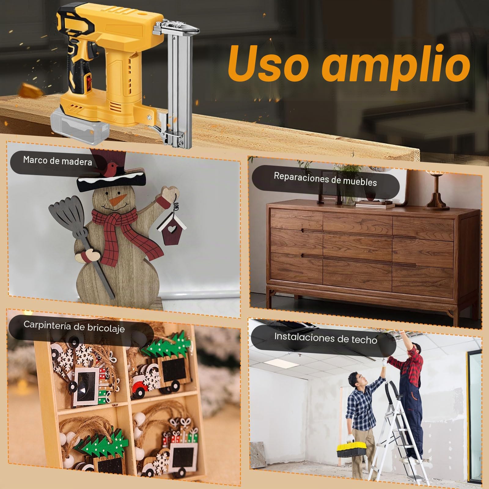 Pistola de uñas inalámbrica 2 en 1 para batería Dewalt, clavadora eléctrica Brad 18GA con 1000 grapas de clavos de 2 modos, 80 golpes, para carpintería, tapicería | Grapadora eléctrica de 2 modos 18GA con 1000 clavos, grapas para carpintería, bricolaje, b