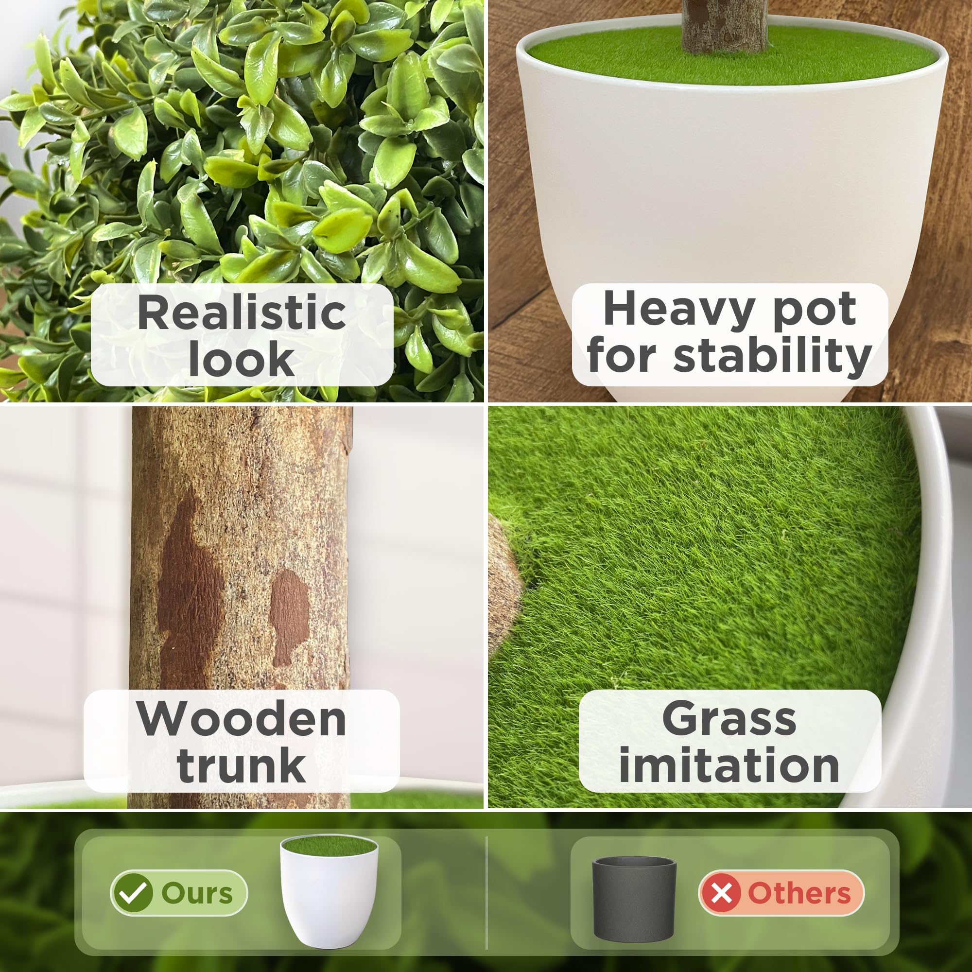 Set di 2 alberi di bosso artificiale da 53,3 cm, decorazione finta in vaso per portico anteriore, passerella interna, decorazione per ingresso, set da 2