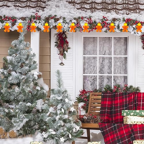 Miniatura 5 de Abeja Guirnalda de luces navideñas de pan de jengibre, 8.5 pies, lindas luces de decoración de pan de jengibre con 10 bombillas incandescentes, tira