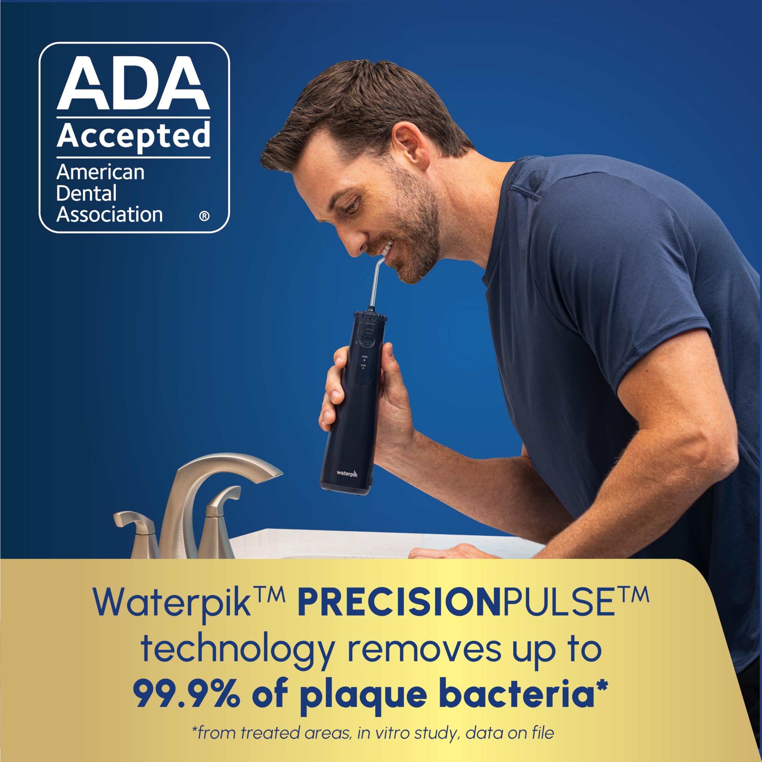 Waterpik Cordless Gem Water Flosser 5100 per viaggi e casa, ricaricabile, portatile, impermeabile per doccia, cura quotidiana delle gengive, pulizia dei denti, bretelle, impianti, 3 punte per filo