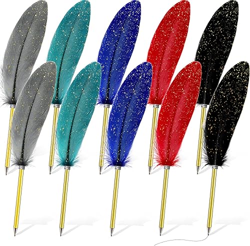 Miniatura 8 de 10 bolígrafos de pluma a granel de 0.020in con plumas de tinta vintage, bolígrafos refinados chapados para escribir invitados, oficina, fiestas