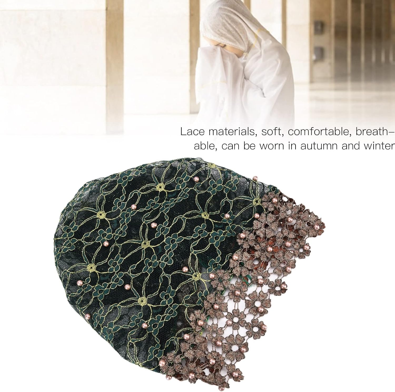 Turban Beaded Hat Wear Muslim Women Hat Decoration Gift Headscarf Hats Beautiful Shine Ornament Headwrap Clothing - Image 4