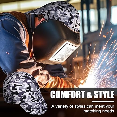 Miniatura 6 de Mepase 4 gorras de soldadura, gorros de soldadura a granel para hombres y mujeres, gorras de soldador, forros de casco de soldadura, herramienta de