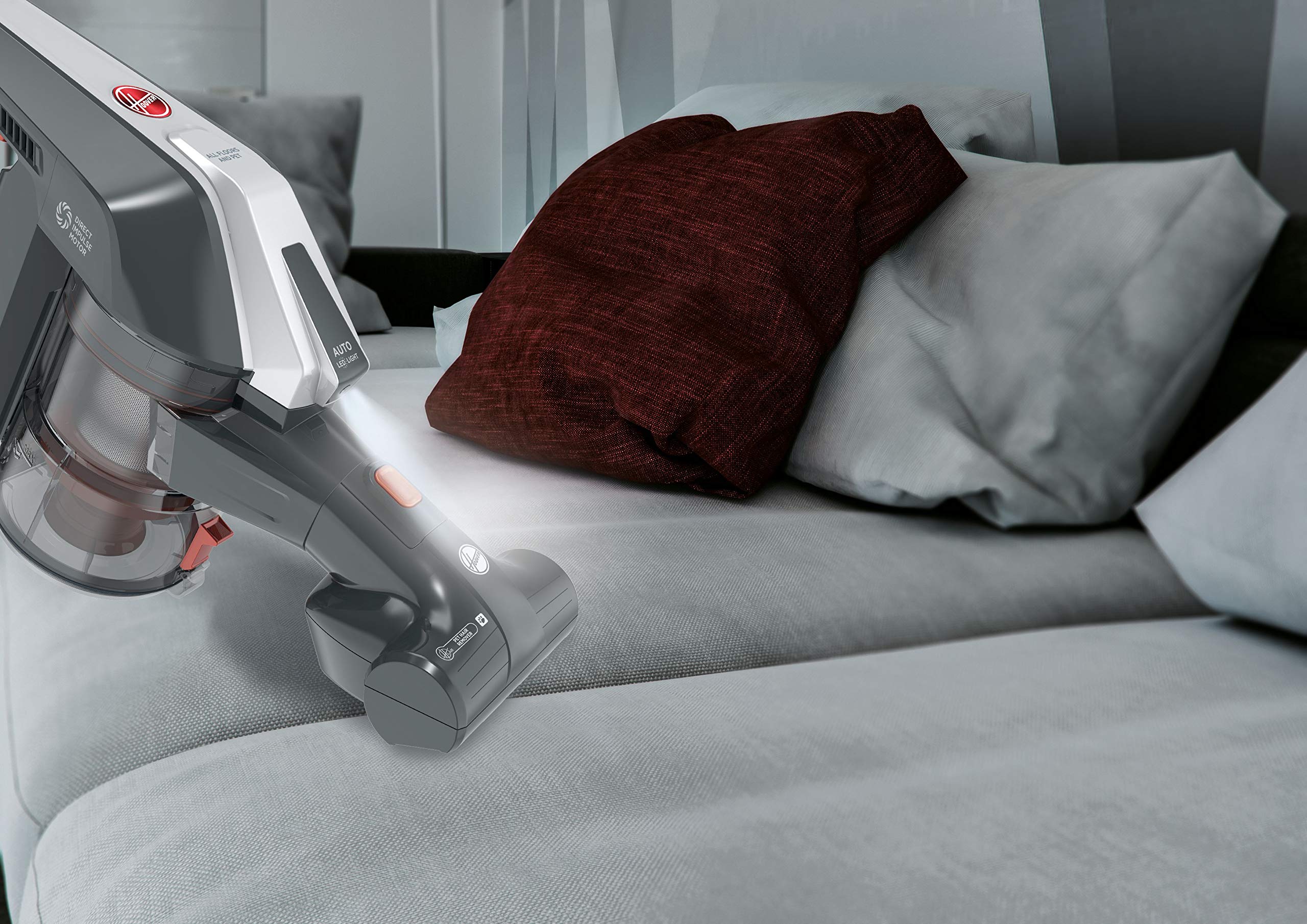 Hoover Hf322Afp 011 39400957 Scopa Ricaricabile senza Filo, 44.4W, 80 Decibel, Grigio Ossidiana e Rosso Metallizzato