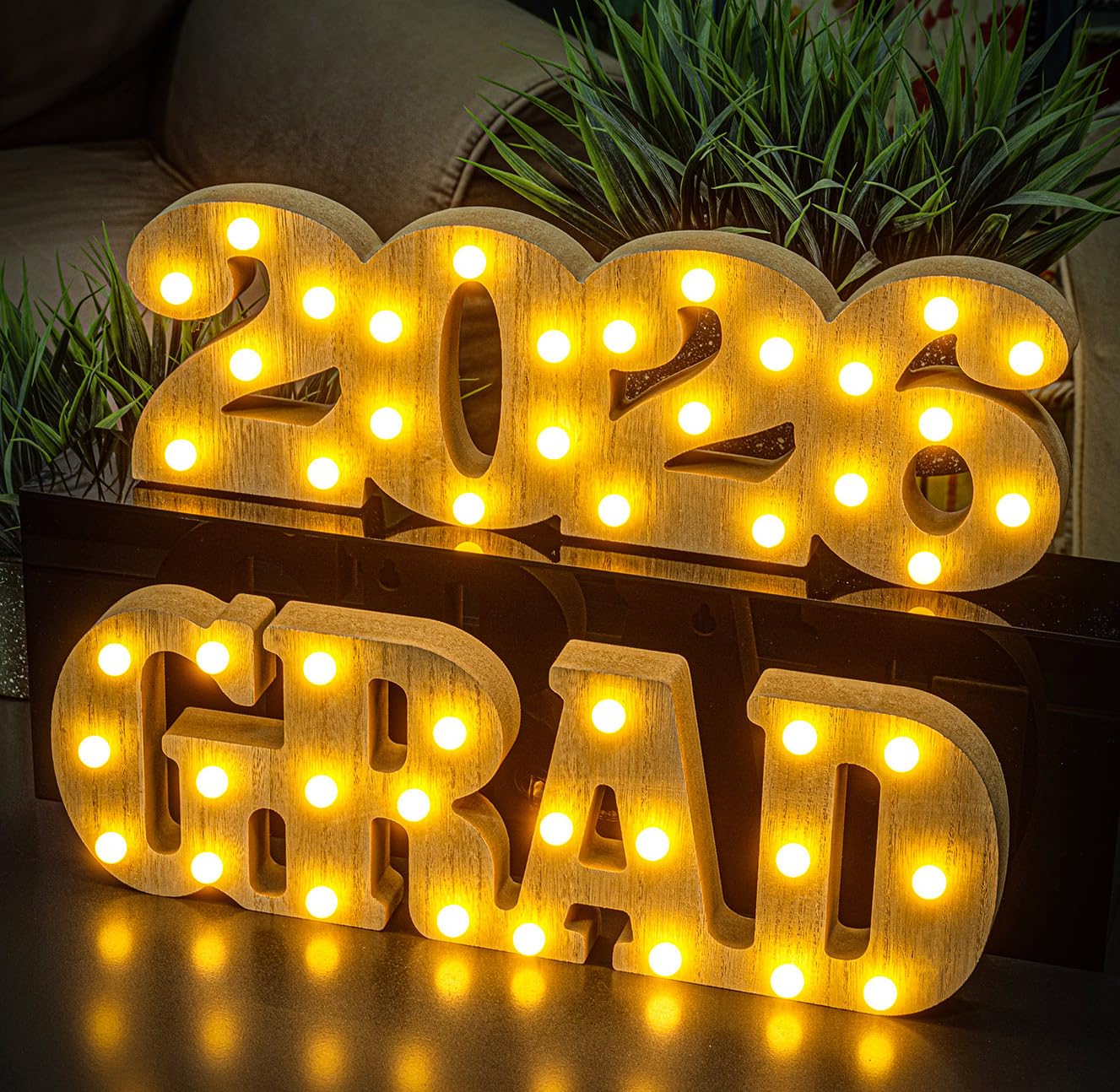 Photo 1 of Graduation Decorations 2026-2 LED Long Marquee Light Up Letters 'Grad 2026' - Class of 2026 Graduation Party Decorations Sign for Kindergarten High School College Decor Table Centerpieces Ornaments