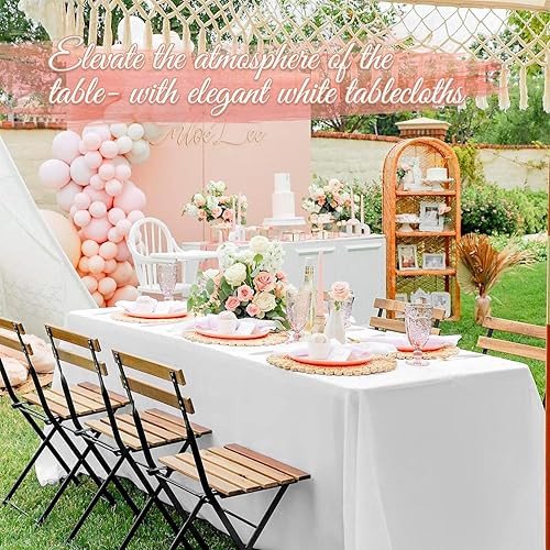 Miniatura 5 de Pesonlook Paquete de 10 manteles rectangulares de 60 x 126 pulgadas, manteles blancos para mesas rectangulares de 8 pies, manteles de tela lavable