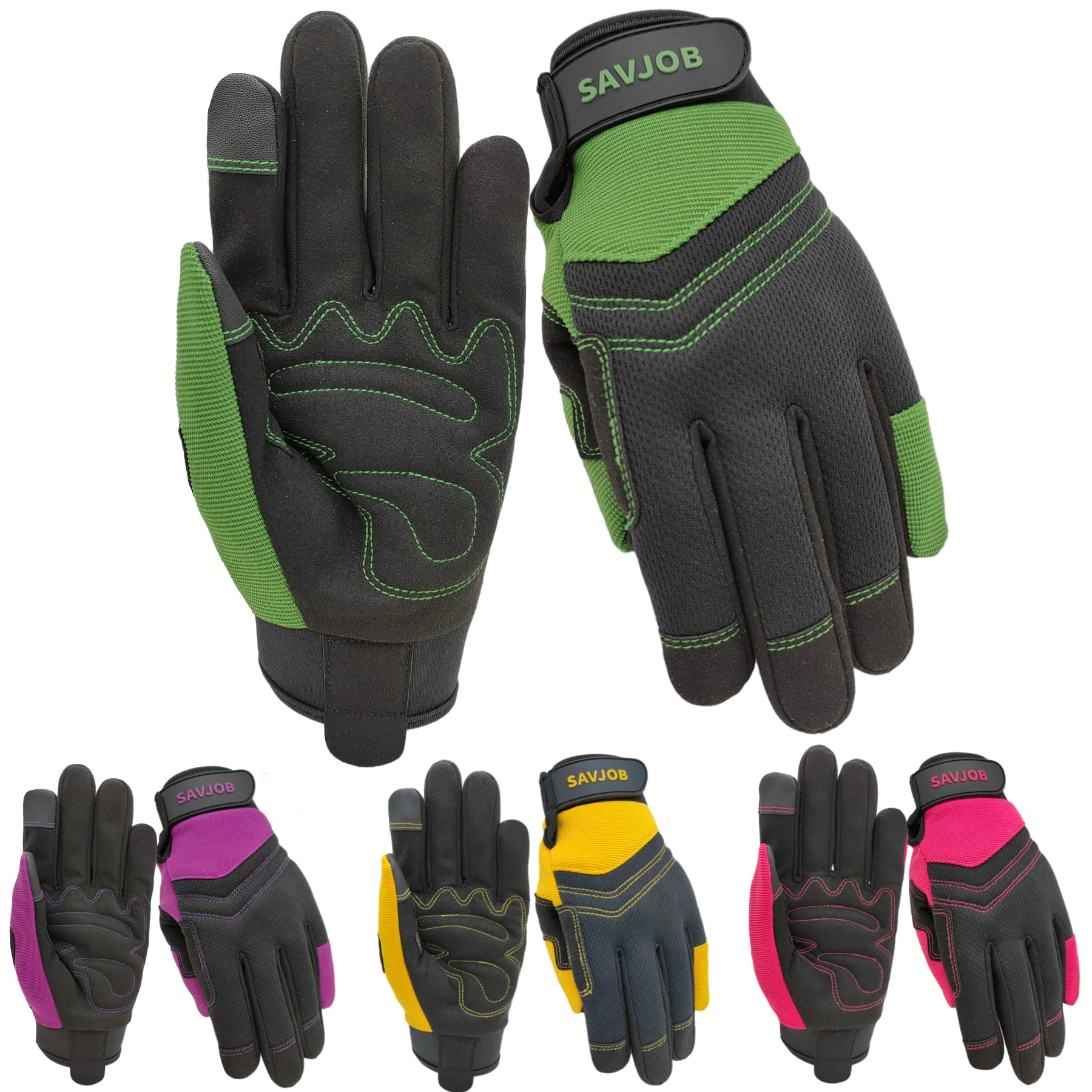 Photo 1 of Safety Work Gloves for Men&Women,Utility Working Gloves,Mechanic Gloves,Yard Work Gloves,Performance Fit,Touchscreen Green Large