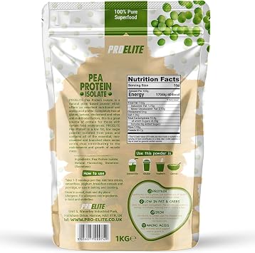 Pea Protein Isolate Powder 1kg Vegan 100% Plant Protein Gluten-Free, Vegetarian Protein Powder Shake for Superfood Super Greens Dairy Free Shakes by PROELITE (1KG, Banana)