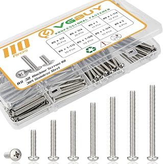 VGBUY 110Pcs #8-32 Machine Screws Assortment Kit, 304 Stainless Steel Pan Head Phillips 1/2-2" Long for Outlets Electrical Repairs