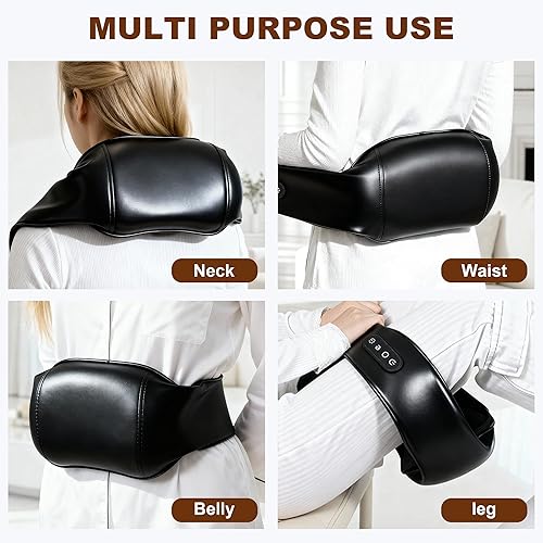 Miniatura 3 de Masajeador de cuello Shiatsu, masajeador de espalda con calor para aliviar el dolor de tejido profundo, almohada masajeadora de hombros 3D, regalos