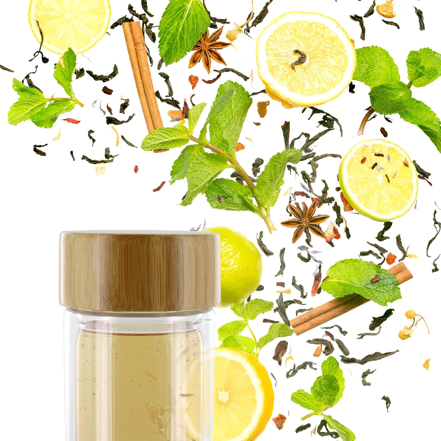 COOK CONCEPT Saveur et Degustation Ka2117 Double-Walled Infuser Bamboo Stopper + Brown Glass 7.20 x 7.20 x 21.3 cm