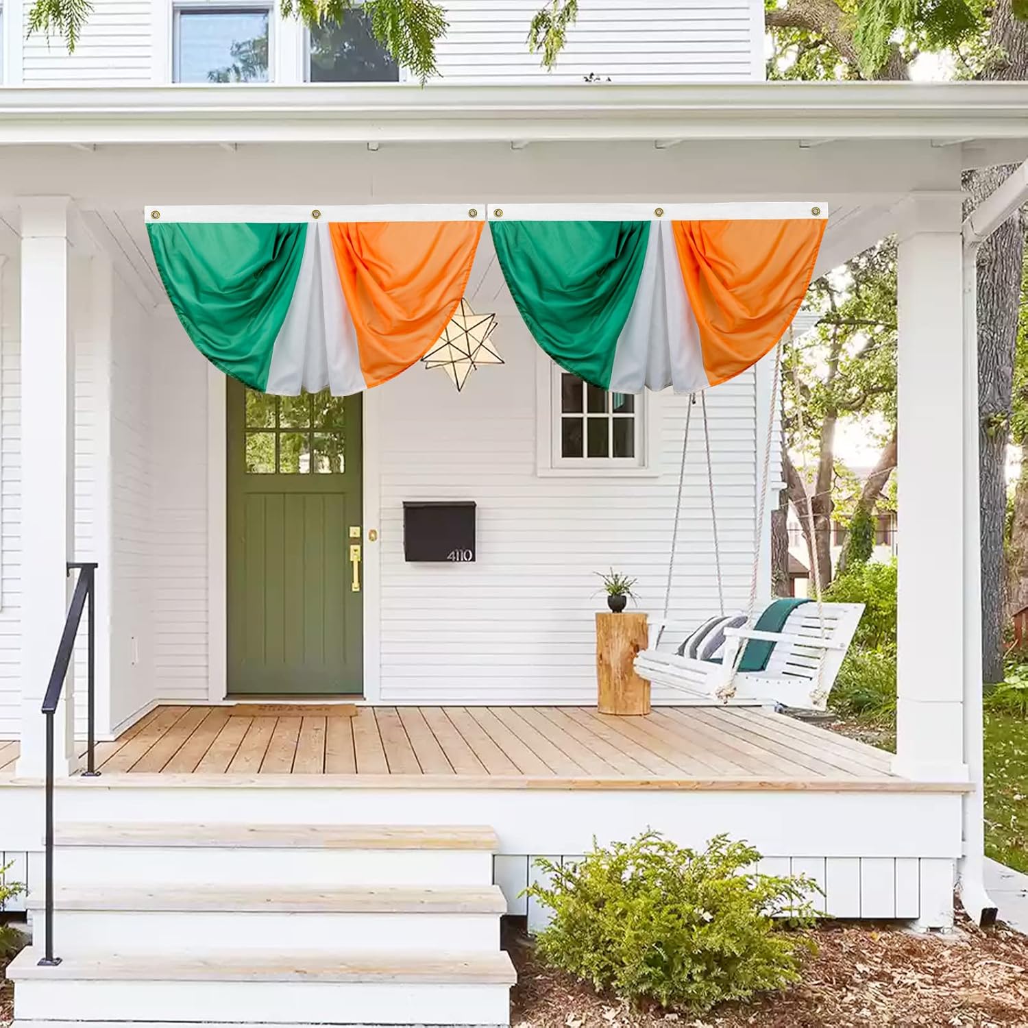 Probsin St Patricks Day Decorations Pleated Fan Bunting 1.5x3Ft St. Patrick's Day Decorations Irish Flag Shamrock Party Supplies Bright Color Holiday for Indoor Outdoor Fence Porch Balcony (Irish 6pc)