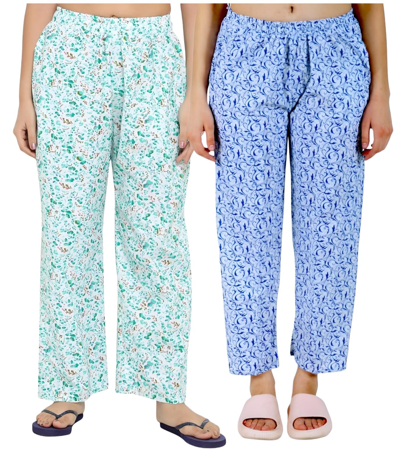 Omney Women's Cotton Floral Printed Sportswear Pyjama/Track Pant Lower, Free Size Combo Of 2 Comfortable Relaxed Fit-picture-22