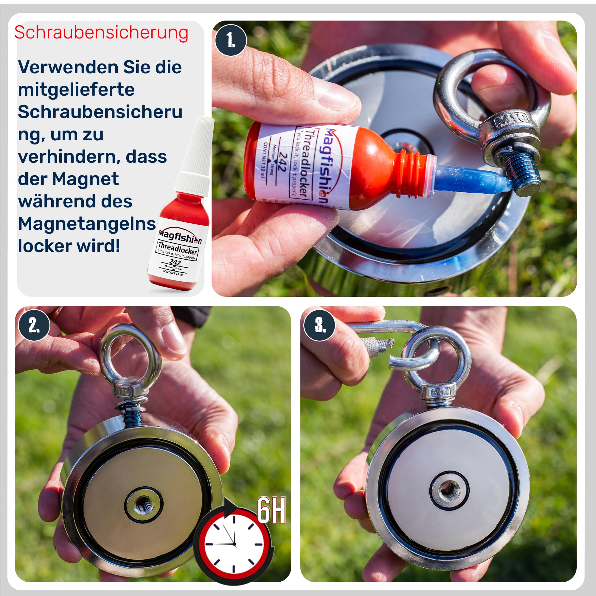 MAGFISHION Magnetfischen Set - 1400 KG (2 x 700kg) - Ø135mm - Neodym Magnet mit Seil (20M) & Handschuhe - Magnet Fischen Angel - Ösenmagnet - Fishing Magnetangel - Magnetangeln Set