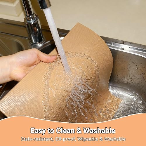 Miniatura 5 de Juego de 8 manteles individuales de vinilo, 17 x 12 pulgadas, color café, de piel sintética, antideslizantes, reversibles, 100% impermeables,