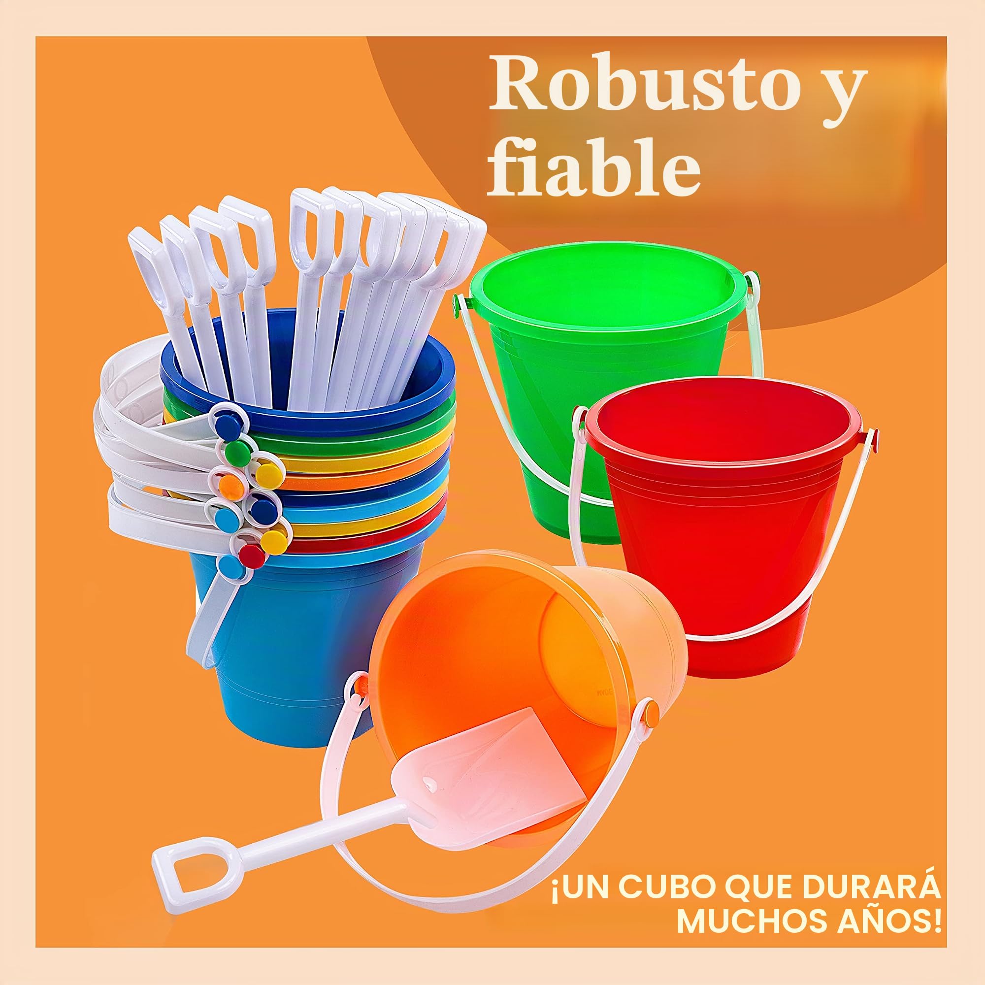 Sloosh 12 Juegos de Cubos de Arena con Palas para Niños Cubos de Playa Juguetes Regalos para Fiestas Juego de Cubos de Plástico con Asas