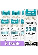 Califia Farms - Coconut Barista Blend Coconut Milk, 32 oz (Pack of 6), Shelf Stable, Dairy Free, Plant Based, Vegan, Gluten Free, Non GMO, Creamer