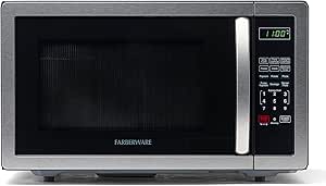 Farberware Countertop Microwave 1000 Watts, 1.1 cu ft - Microwave Oven With LED Lighting and Child Lock - Perfect for Apartments and Dorms - Easy Clean Stainless Steel